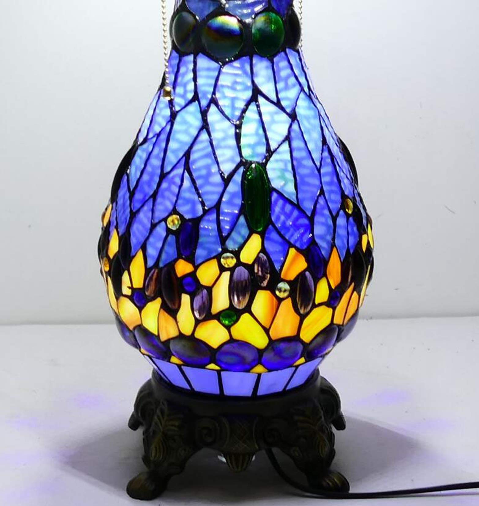 Tiffany-Style Dragonfly Mother and Child Table Lamp,Handmade 45Cm